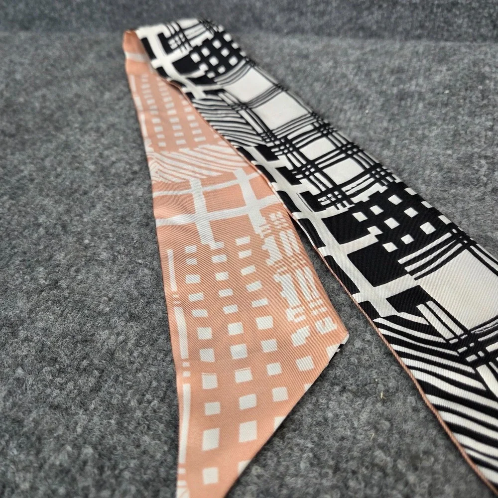 Authentic COACH 100% SILK Reversible Skinny Scarf Purse Tie Sash Pony Tail Y2k